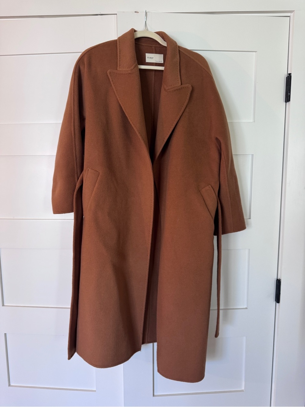 Oversized Camel Wool-Blend Coat - Women's Jacket & Coat